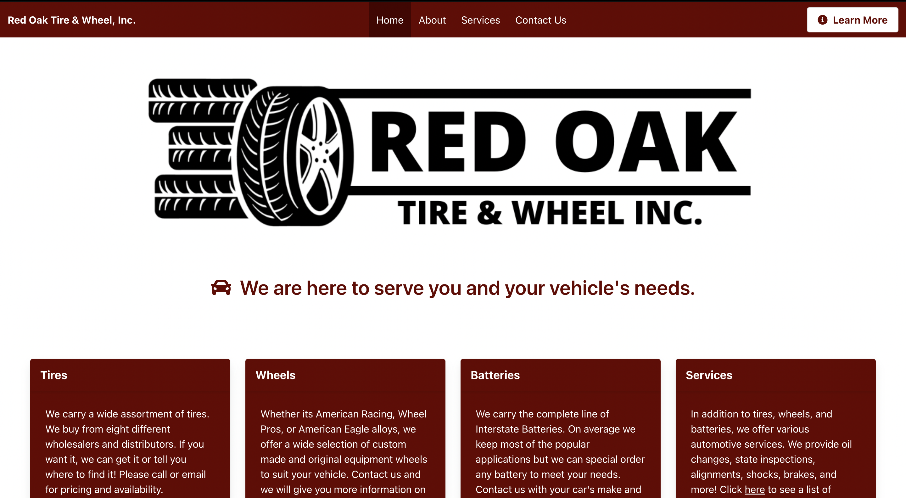 Red Oak Tire & Wheel, Inc. Website